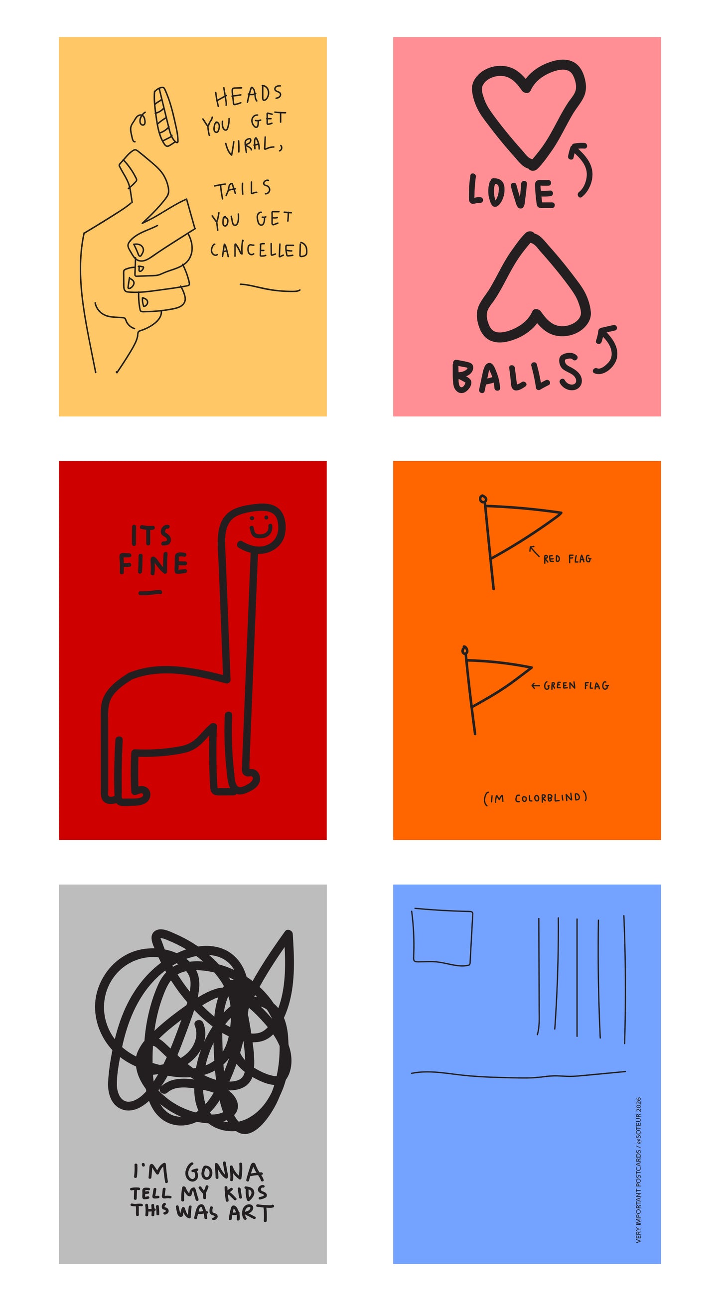 5 POSTACARD RANDOM COLOR PACK